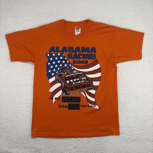 Alabama Race Week 2008 Faster Than You Racing T-Shirt Mens Large Vintage Orange - Picture 1 of 8